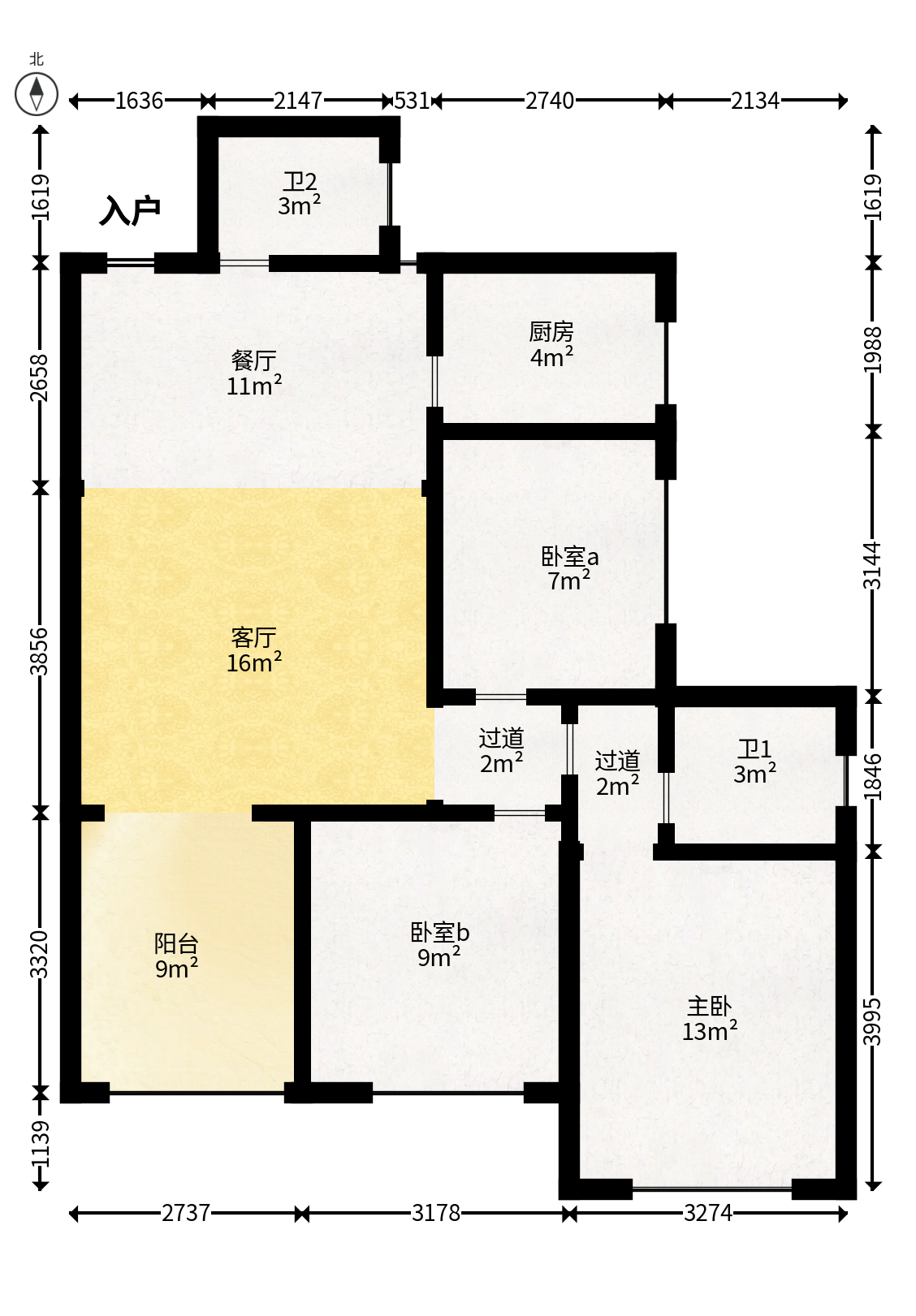 才子城  4室2厅2卫   46.00万户型图