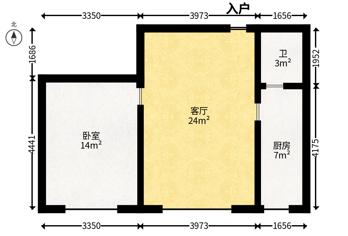 三和公寓  1室1厅1卫   30.00万户型图