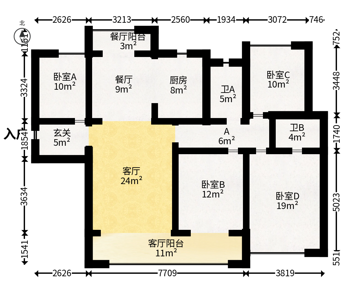 万科森林公园  4室2厅2卫   197.00万户型图