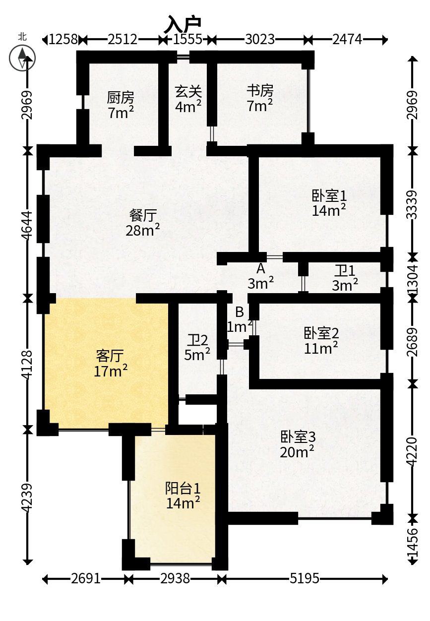 中建桂苑  4室2厅2卫   130.00万户型图