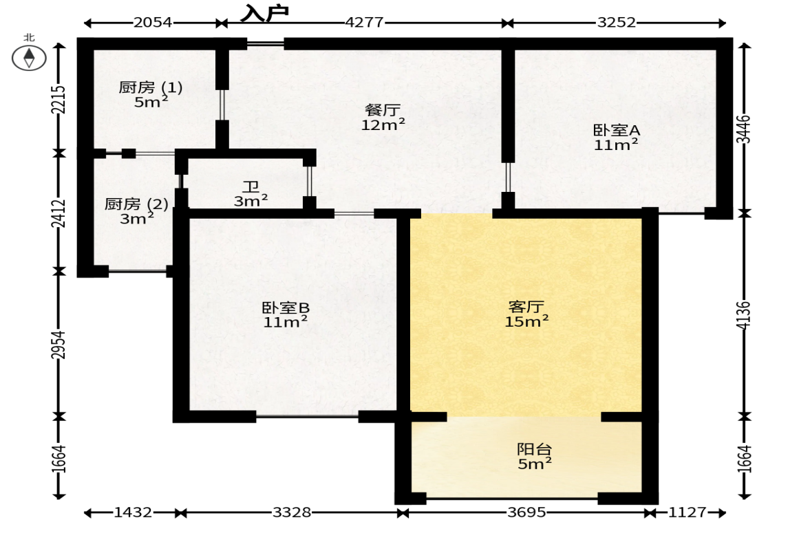 中央美郡  2室2厅1卫   89.90万户型图