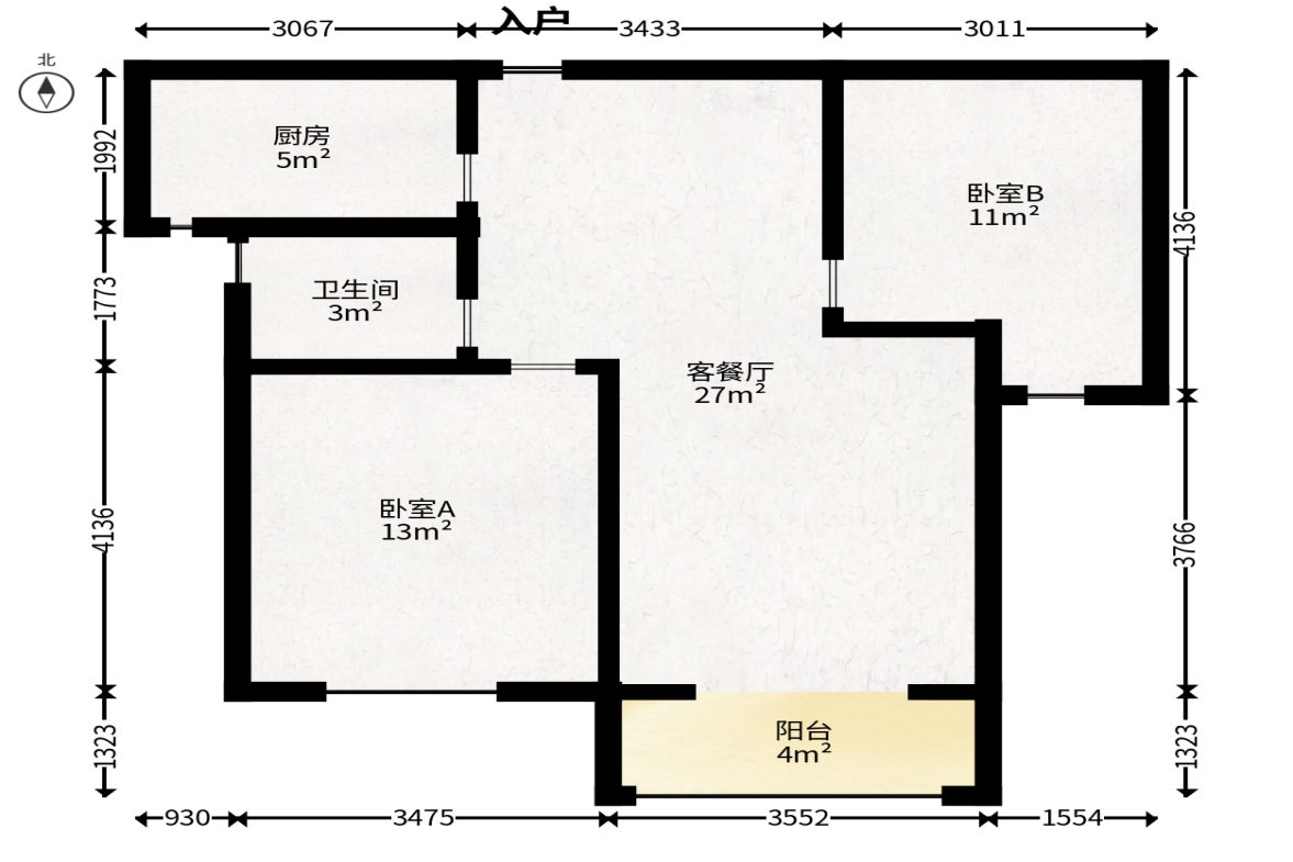 丽发新城  2室2厅1卫   58.00万户型图