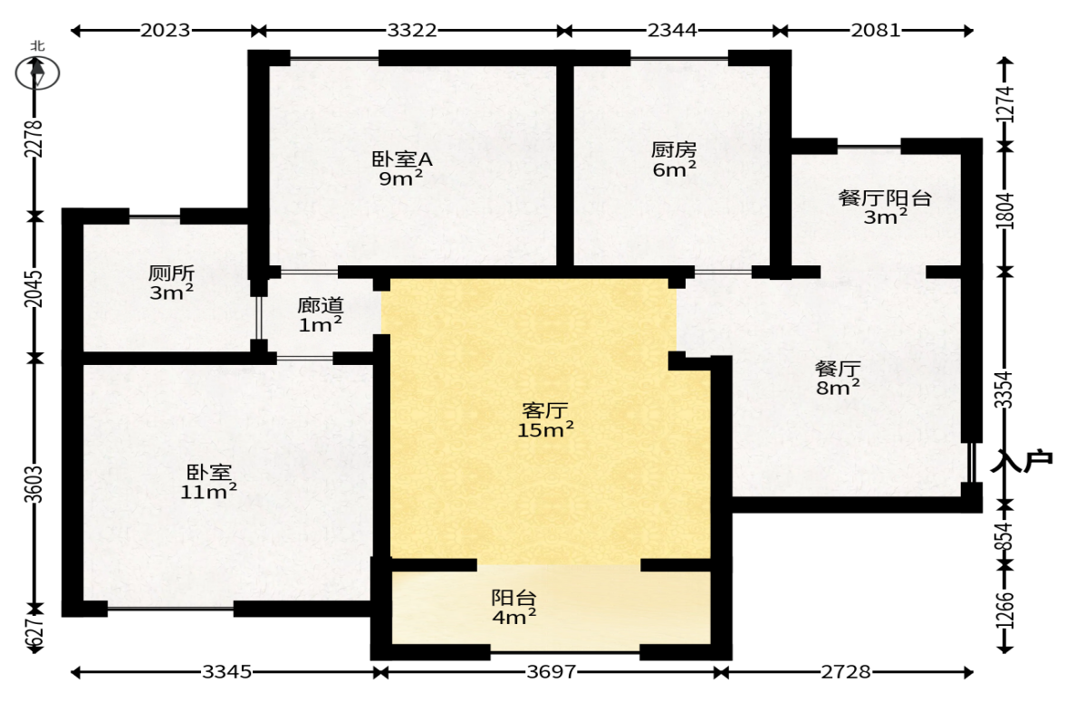 牛力家园  2室2厅1卫   68.00万户型图