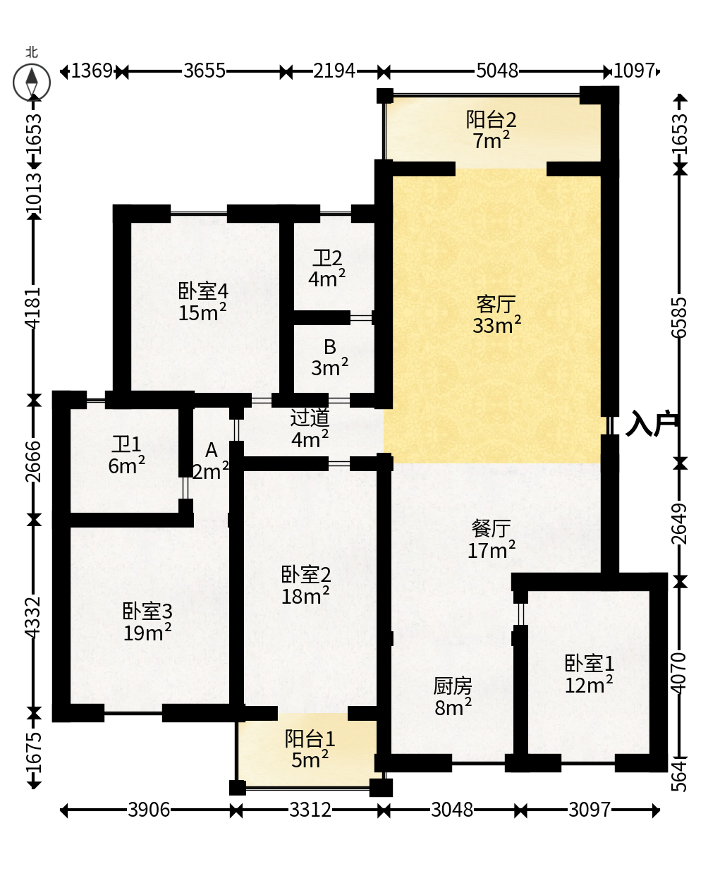 银港水晶城  4室2厅1卫   170.00万户型图
