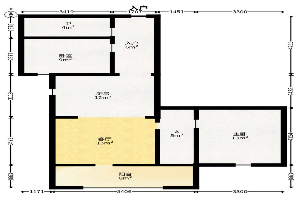 天心华庭  2室1厅1卫   105.00万户型图