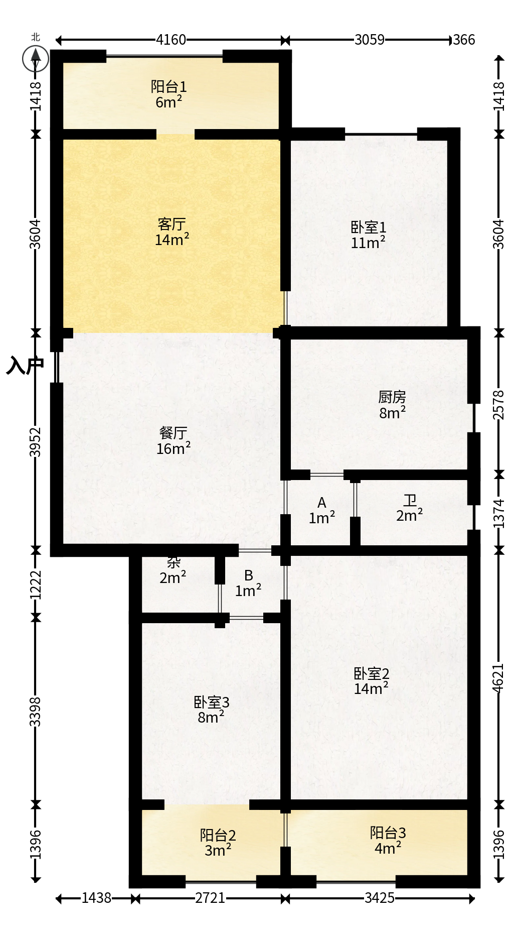 三湘小区  3室2厅1卫   68.00万户型图