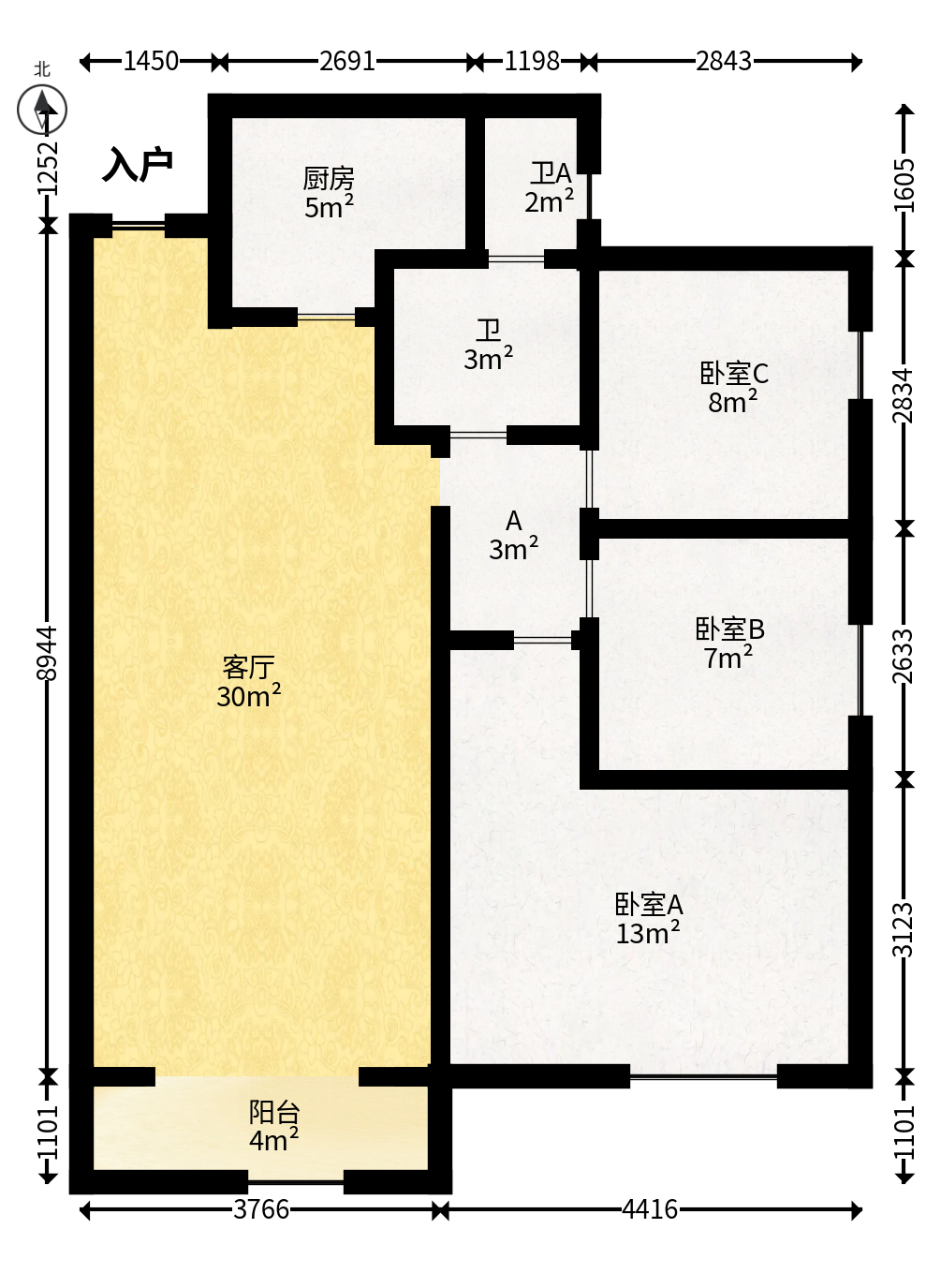 恒泰广场  3室2厅1卫   79.80万户型图
