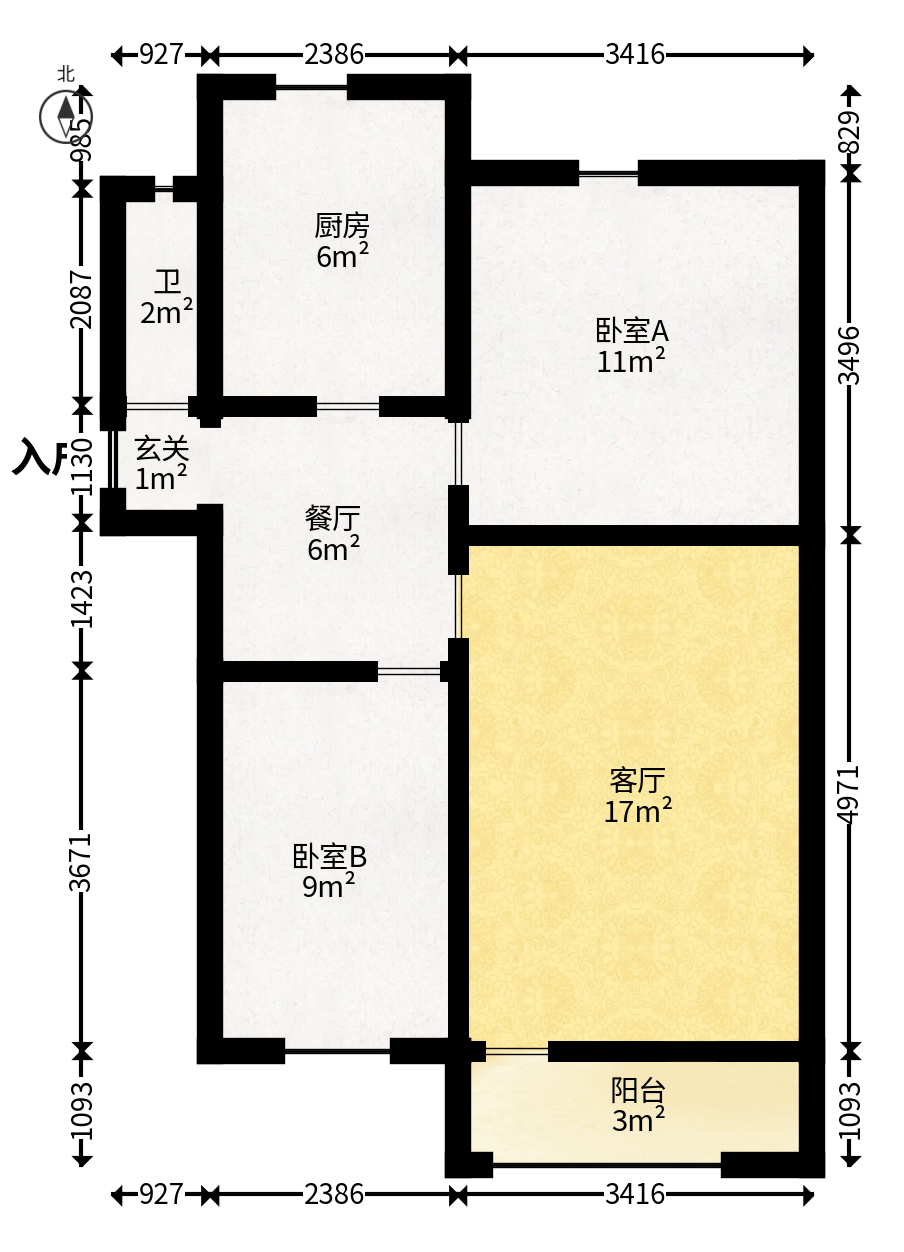 长沙市七中教师宿舍  3室1厅1卫   38.80万户型图