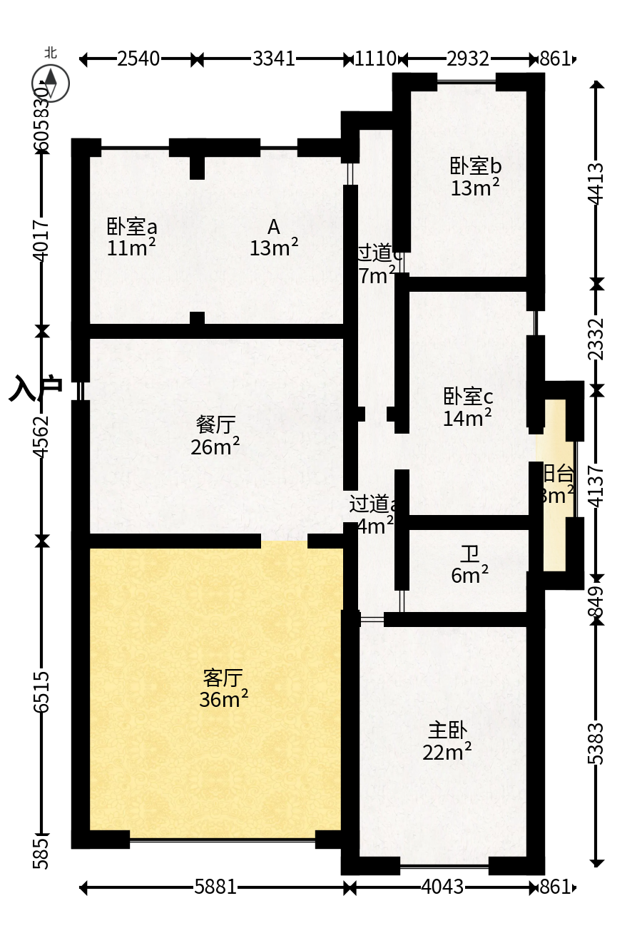 润和紫郡一期  4室2厅2卫   130.00万户型图