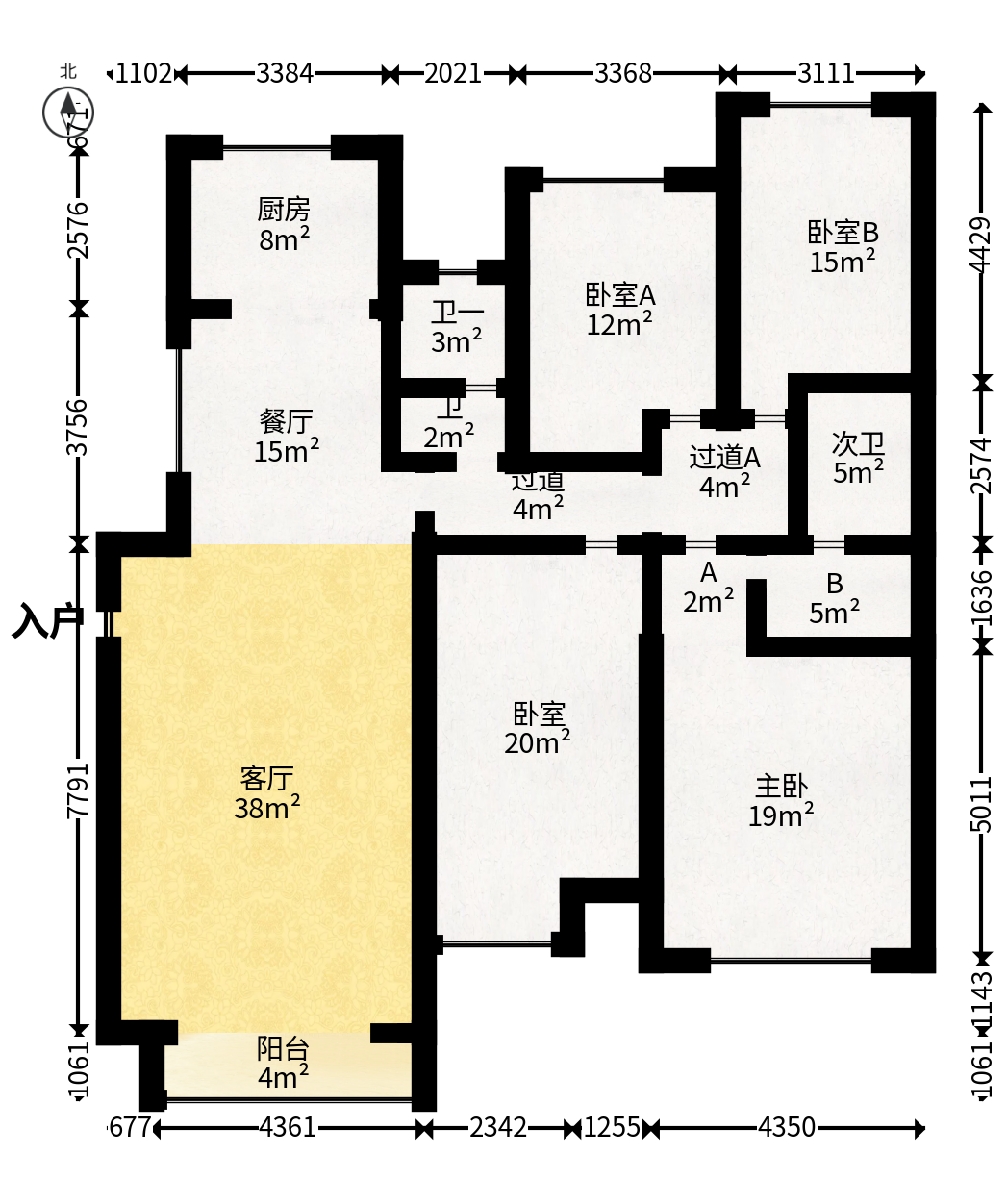 美林水郡  1室2厅1卫   258.00万户型图