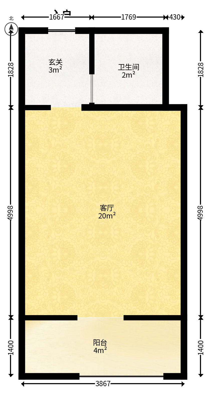 花漾年华（桂花园）  1室1厅1卫   35.00万户型图