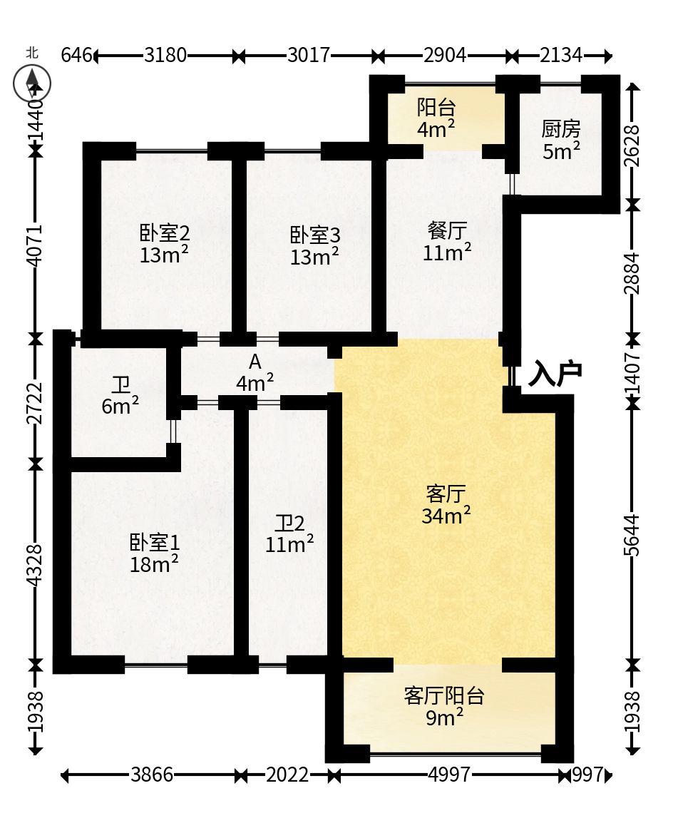 长沙欧洲城  3室2厅2卫   138.80万户型图