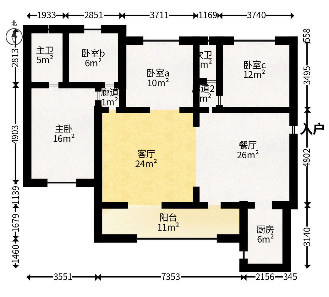 梅溪湖合能璞丽  4室2厅2卫   190.00万户型图