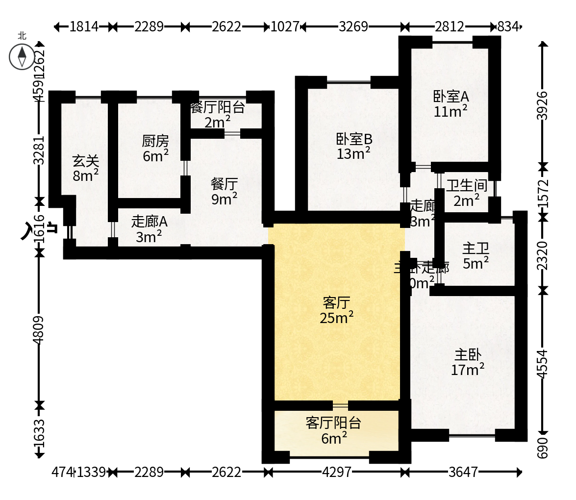 长城水郡  4室2厅2卫   97.00万户型图
