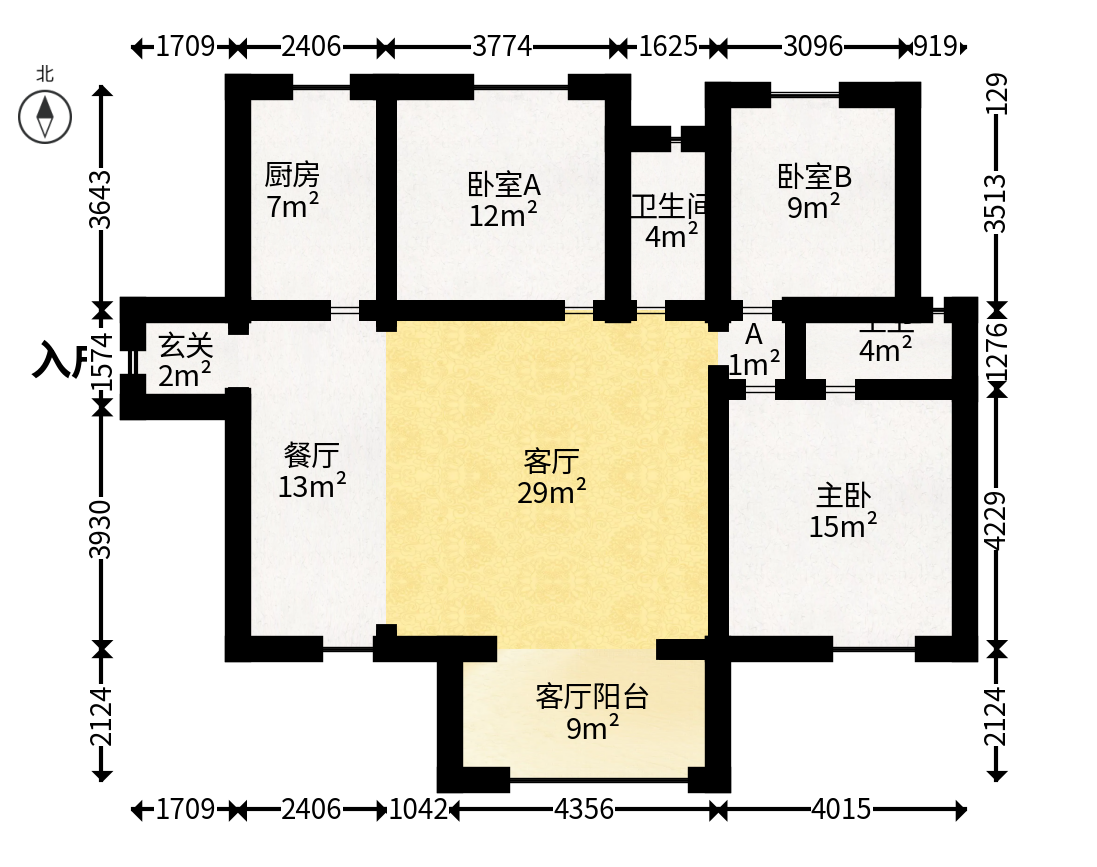 鑫远悦城（鑫远悦时代）  3室2厅2卫   115.00万户型图