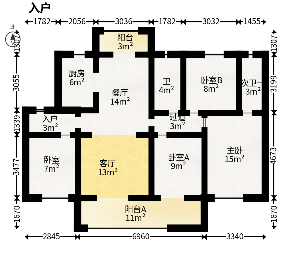 东原麓印长江B区  4室2厅2卫   200.00万户型图
