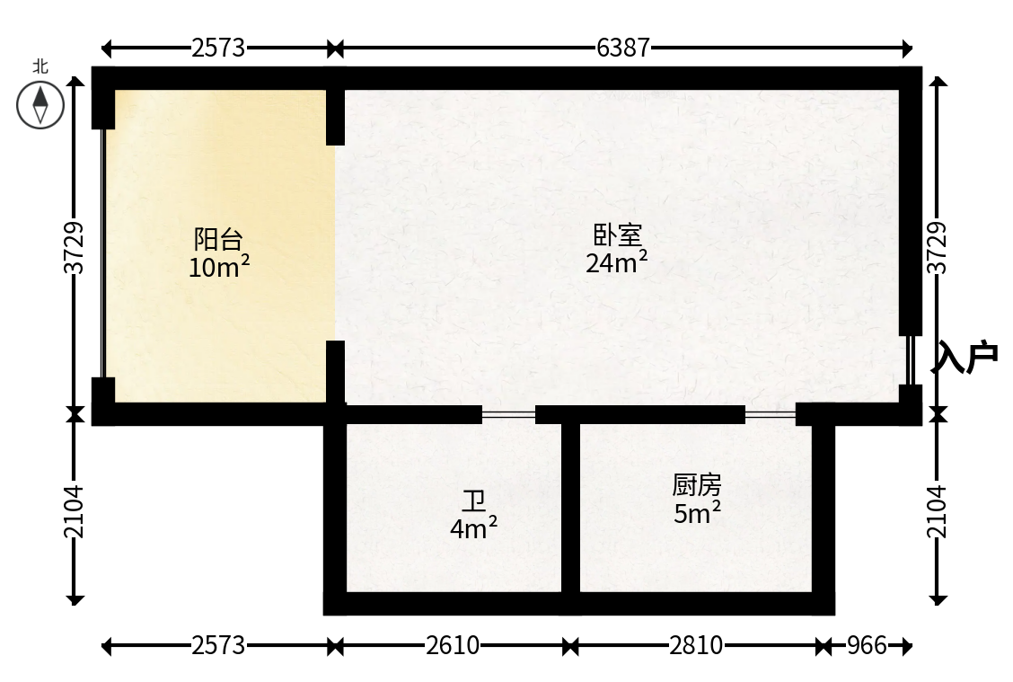 观园国际公寓  1室1厅1卫   37.00万户型图