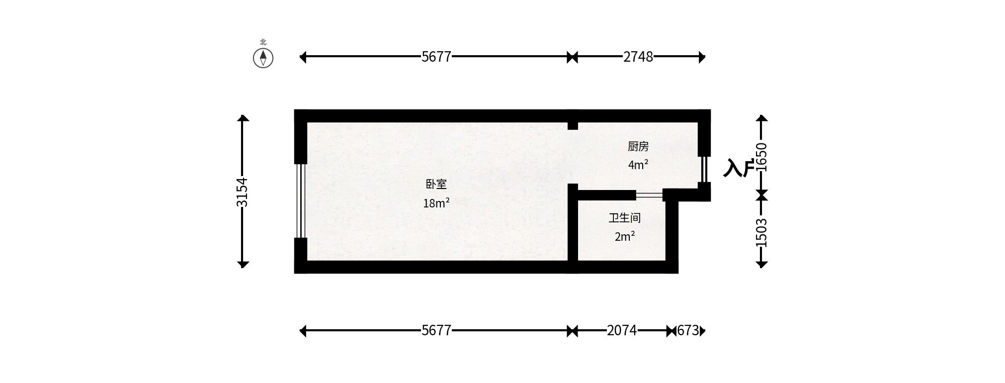 金地铂悦  1室1厅1卫   22.00万户型图