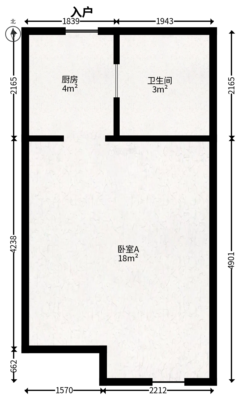君庭金福苑  1室1厅1卫   42.00万户型图