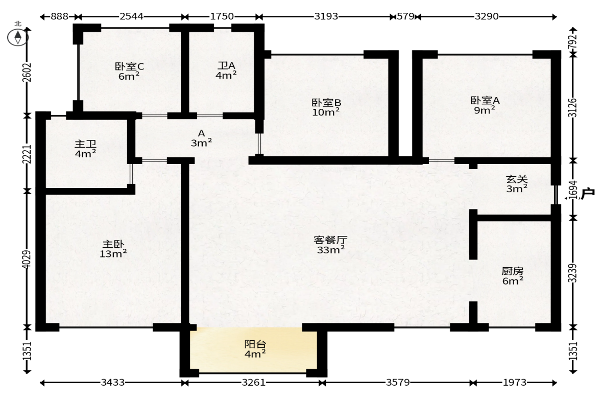 保利天禧D区  4室2厅2卫   220.00万户型图