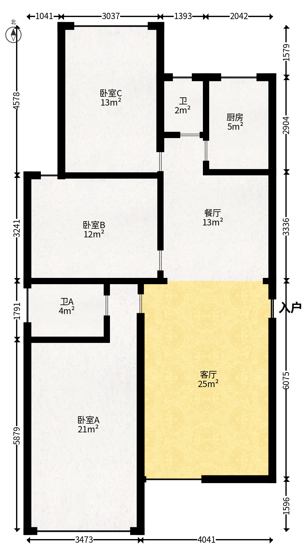 恩瑞麓山名园（龙王港小区）  3室2厅2卫   79.80万户型图