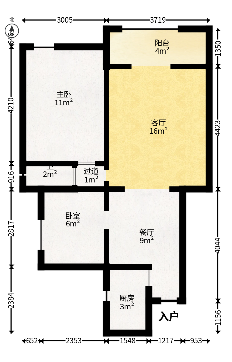 水岸世景  2室1厅1卫   56.80万户型图