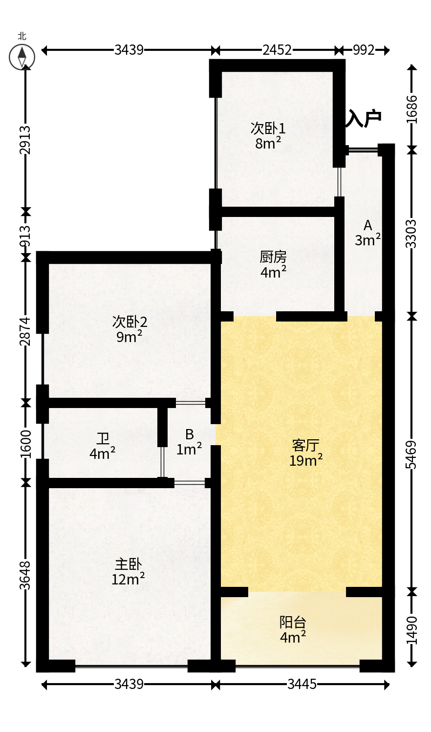 国泰九龙湾  3室2厅1卫   78.00万户型图