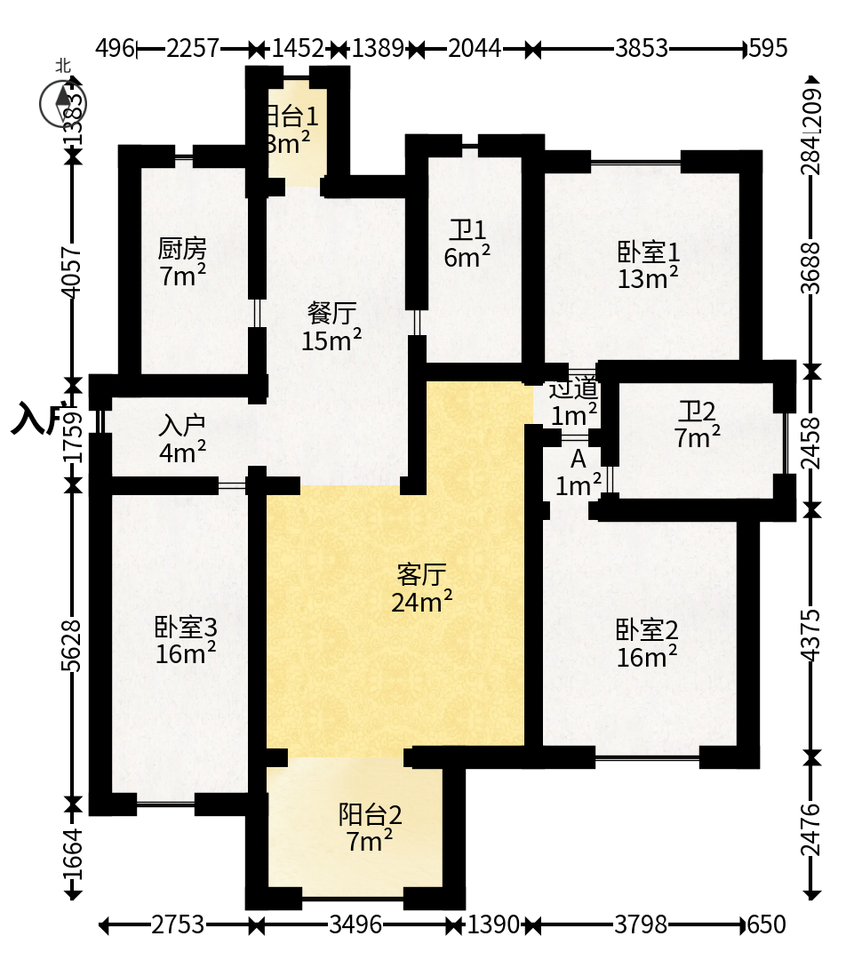 西街花园  3室2厅2卫   160.00万户型图