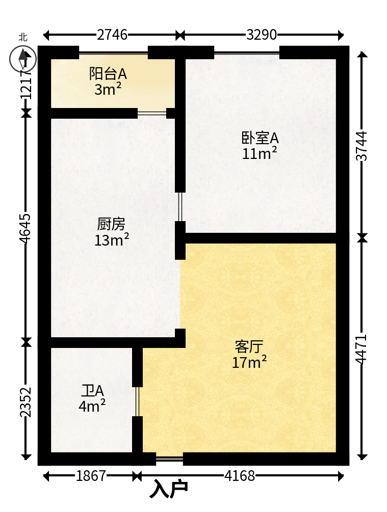 山水庭院  1室1厅1卫   34.00万户型图