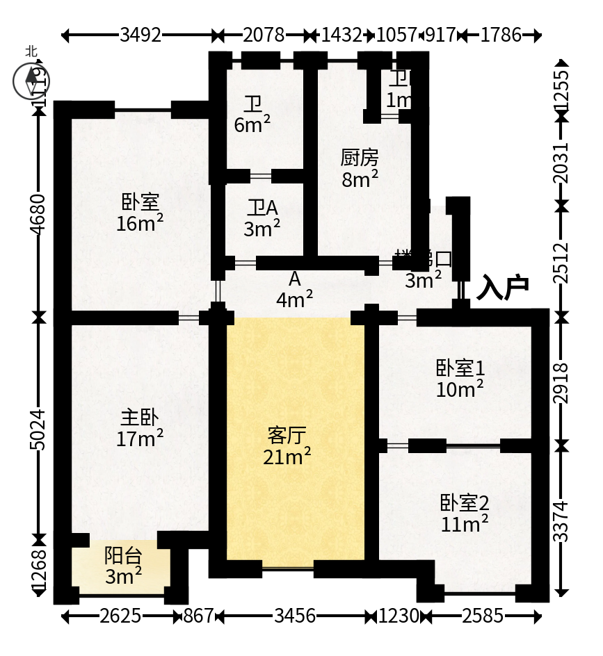 湖南省教育厅西院  5室1厅1卫   140.00万户型图