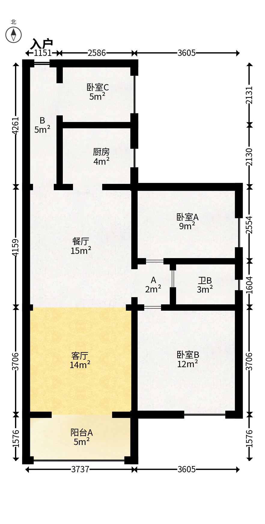 华悦城  2室2厅1卫   85.00万户型图