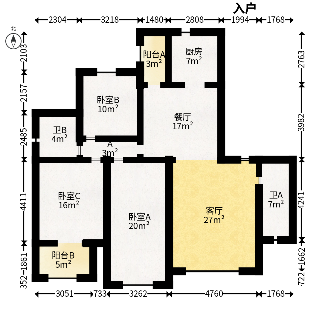 德馨雅苑  3室2厅2卫   110.00万户型图