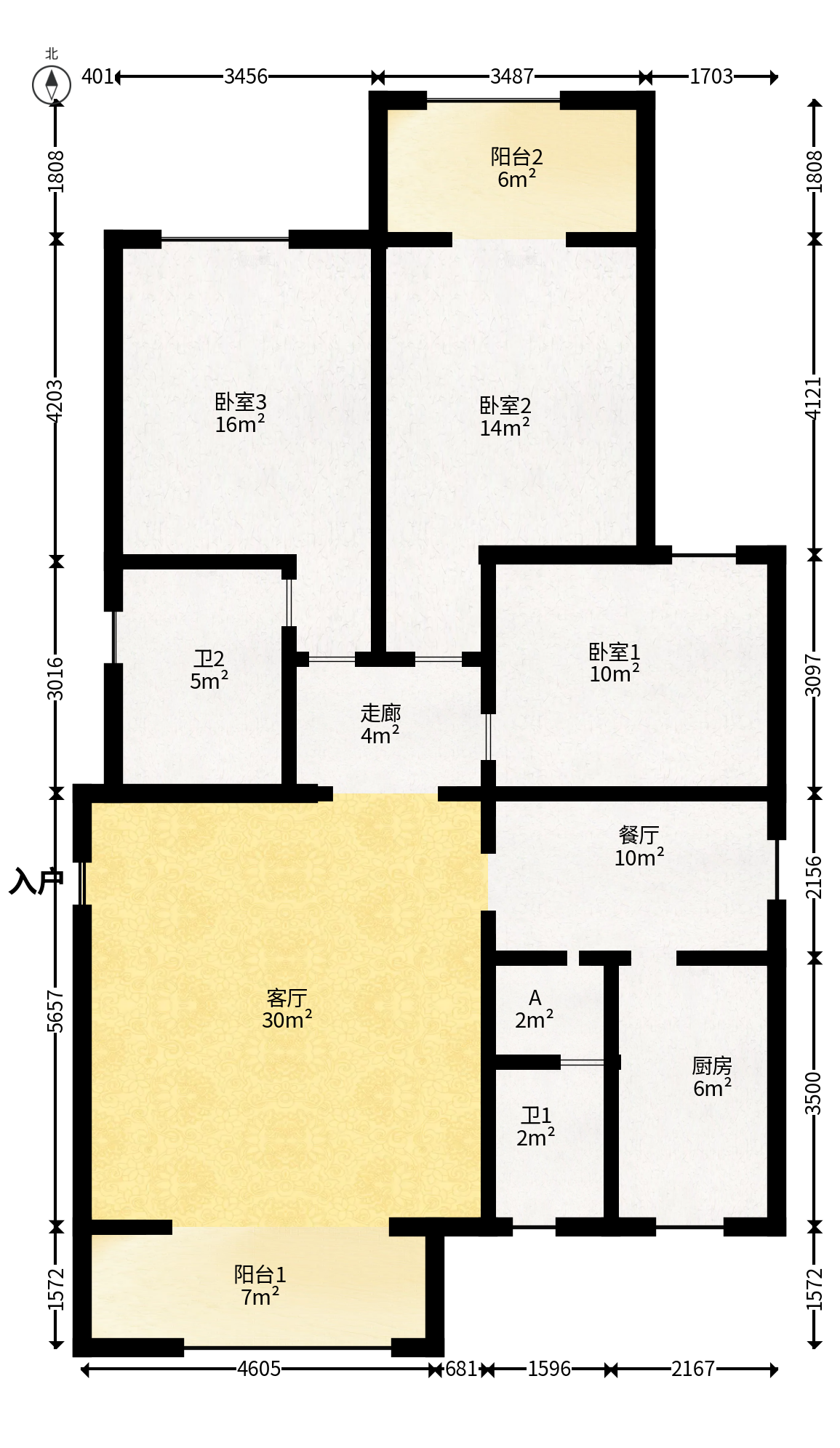 鑫天芙蓉  3室2厅2卫   89.60万户型图