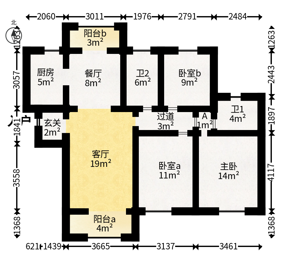 绿地香树花城  3室2厅2卫   59.80万户型图