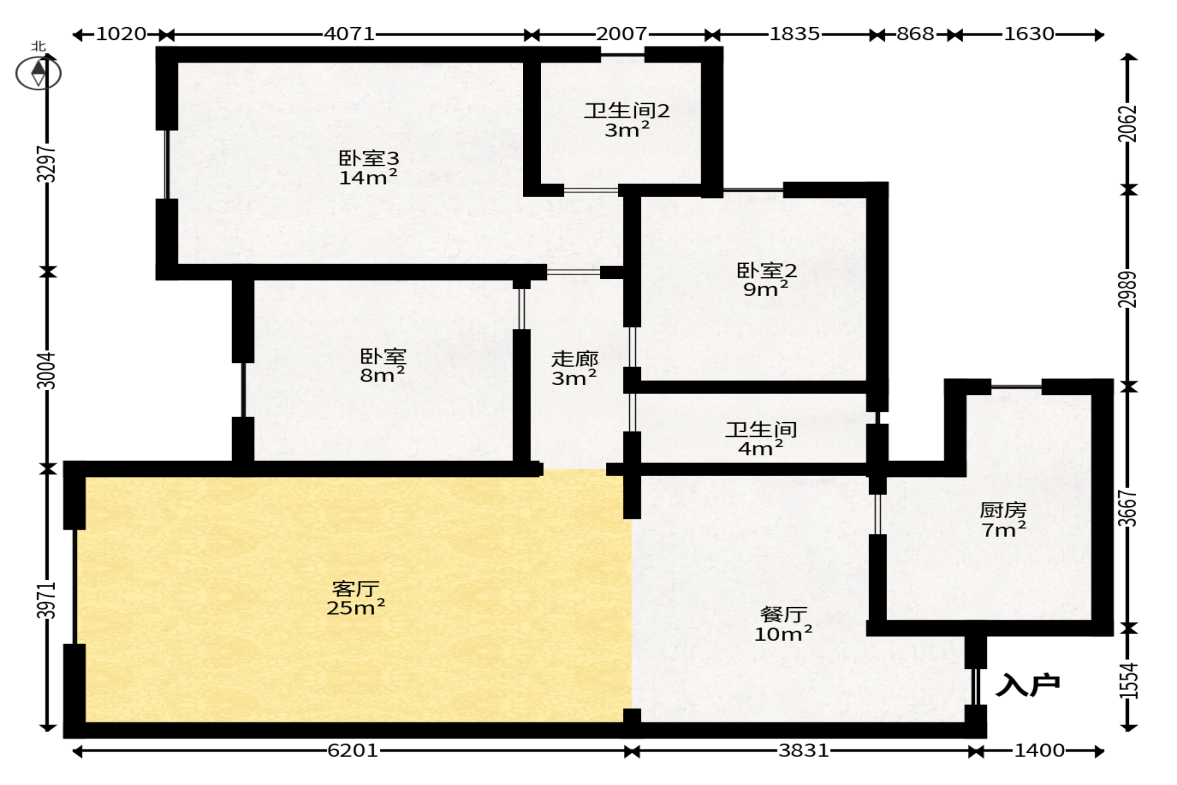 鸿润嘉园  3室2厅2卫   68.00万户型图