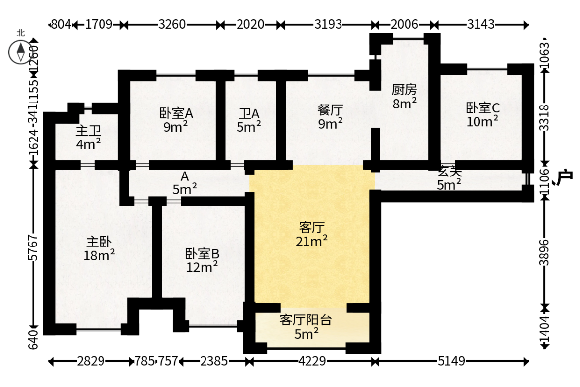 世茂铂翠湾一期  4室2厅2卫   226.00万户型图