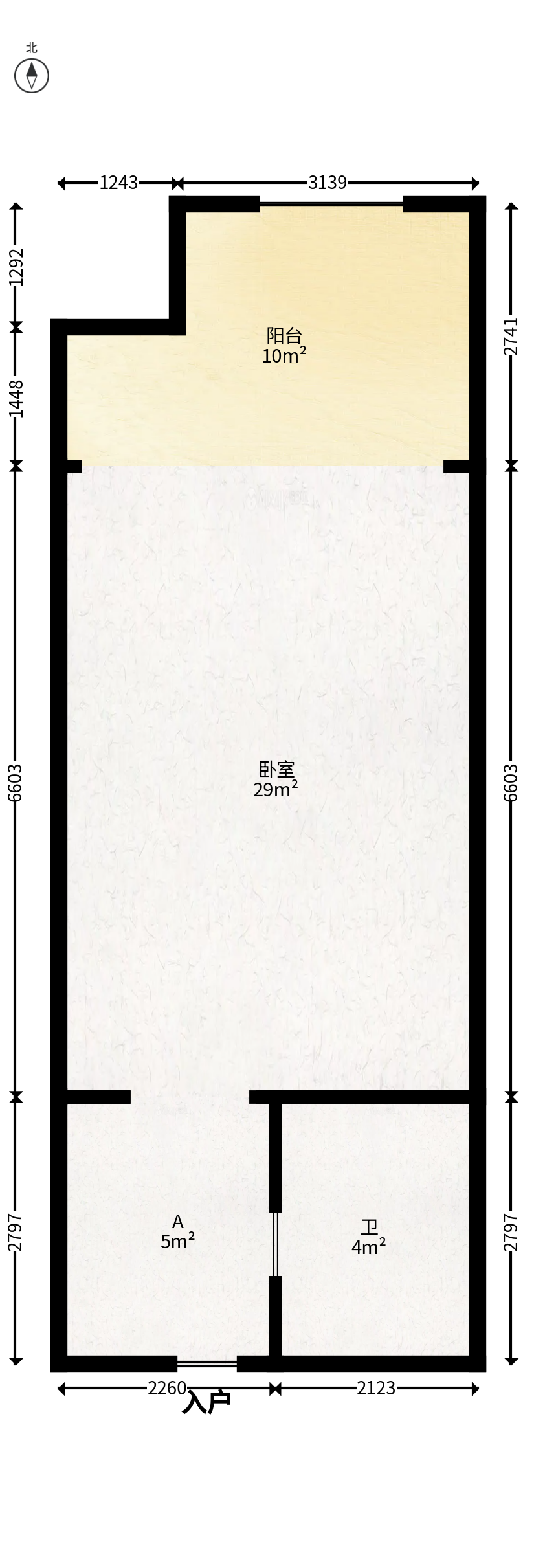 标志商务中心  1室1厅1卫   44.00万户型图