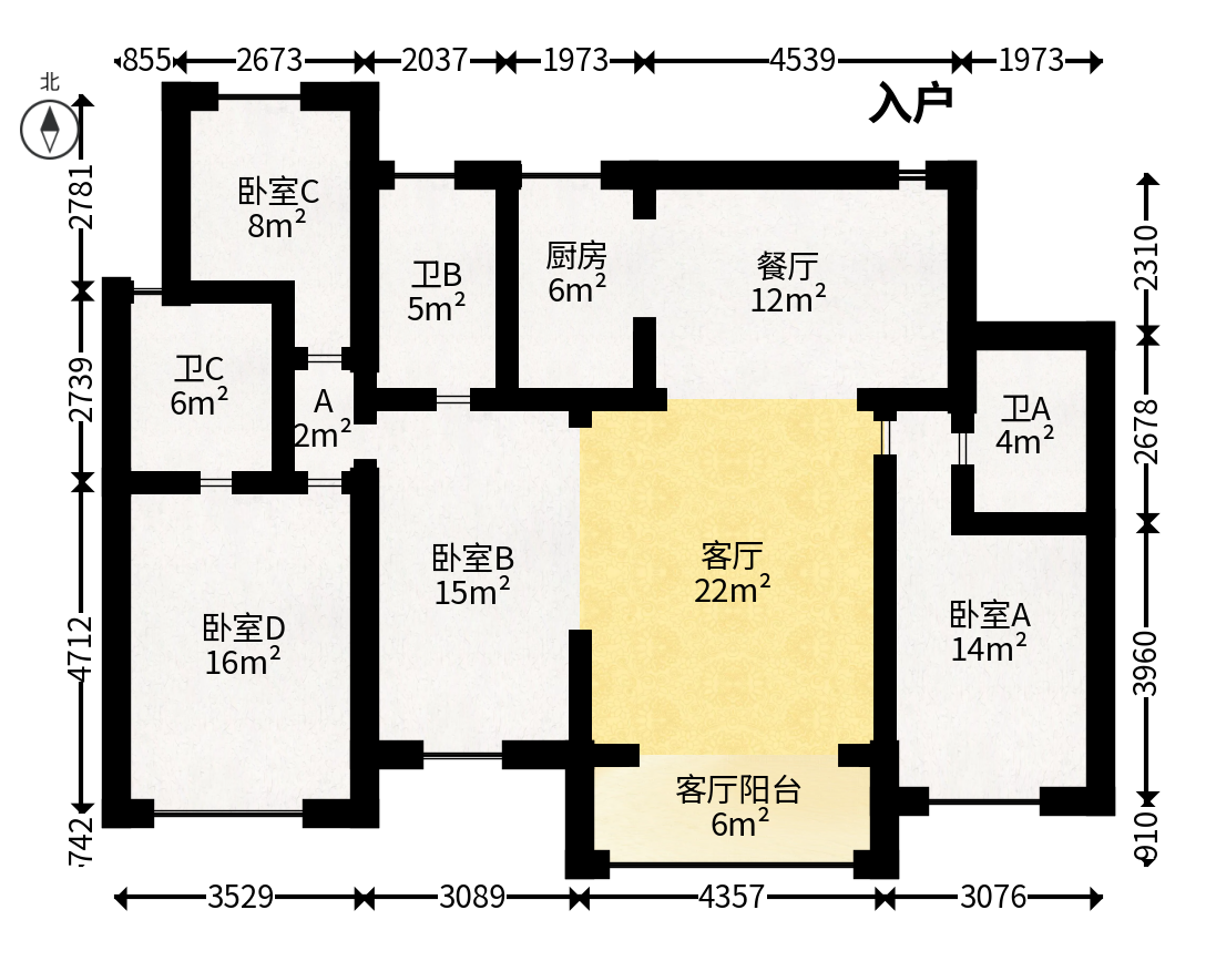 正荣滨江紫阙台  4室2厅2卫   228.00万户型图