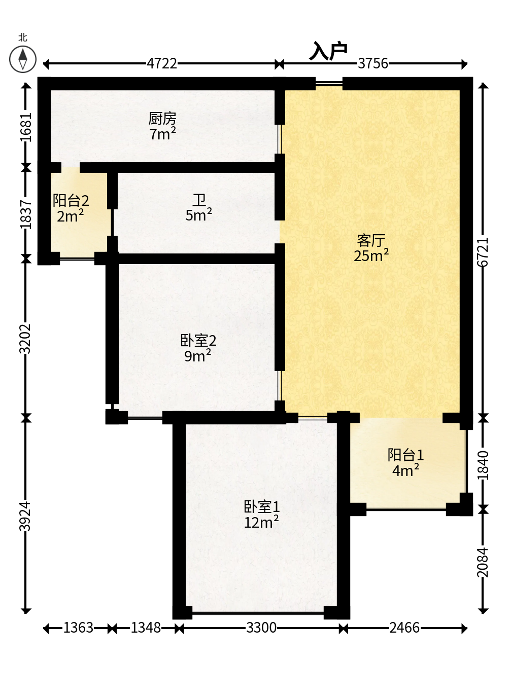 荣悦台  2室2厅1卫   95.00万户型图
