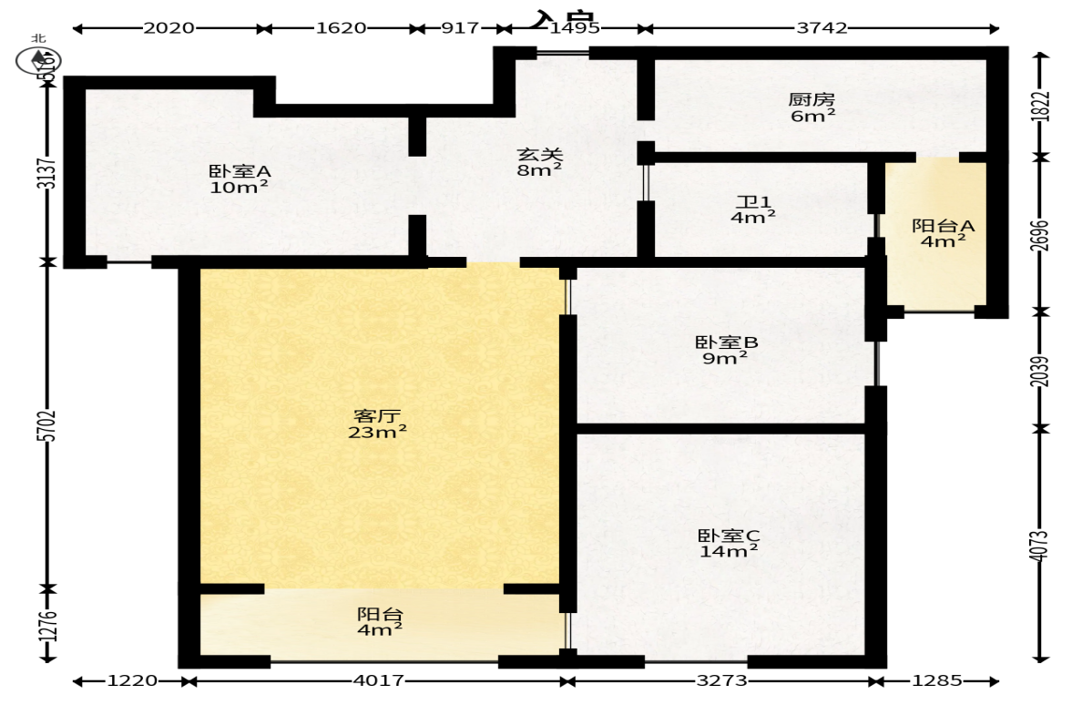邦盛水岸御园  3室2厅1卫   63.00万户型图