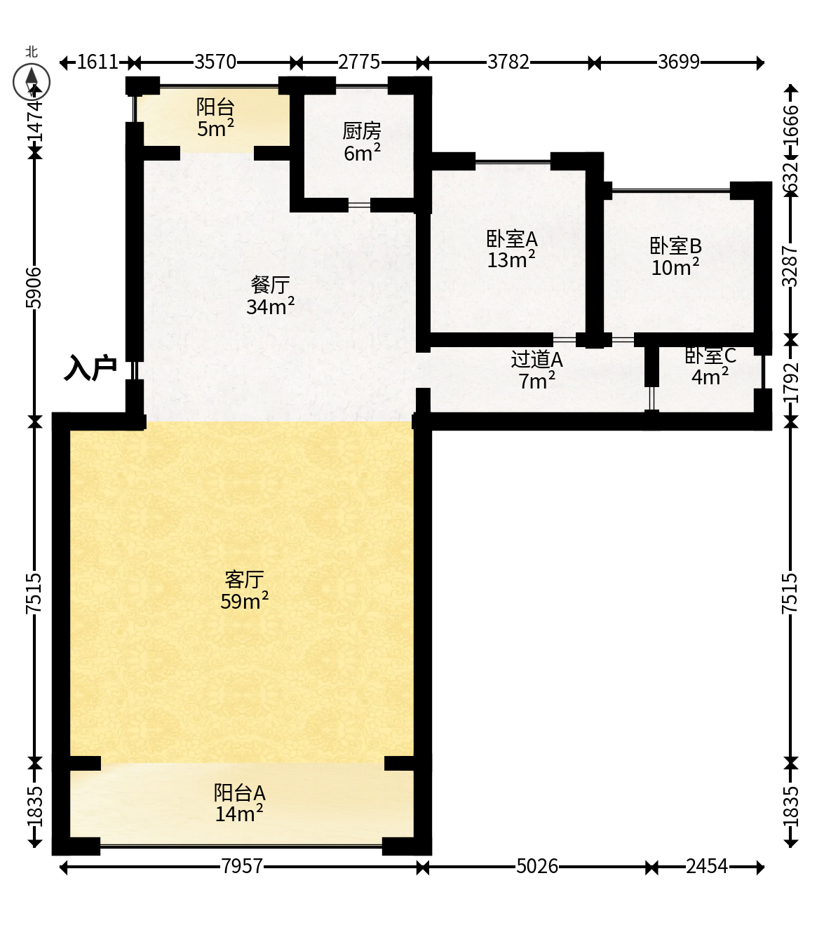 新城明昱东方  5室2厅3卫   210.00万户型图
