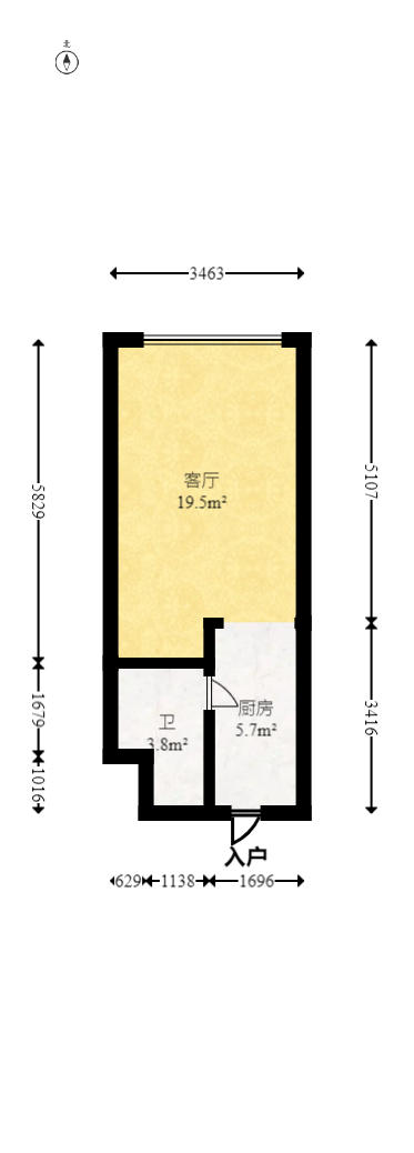 阳光城檀悦  1室1厅1卫   51.00万户型图