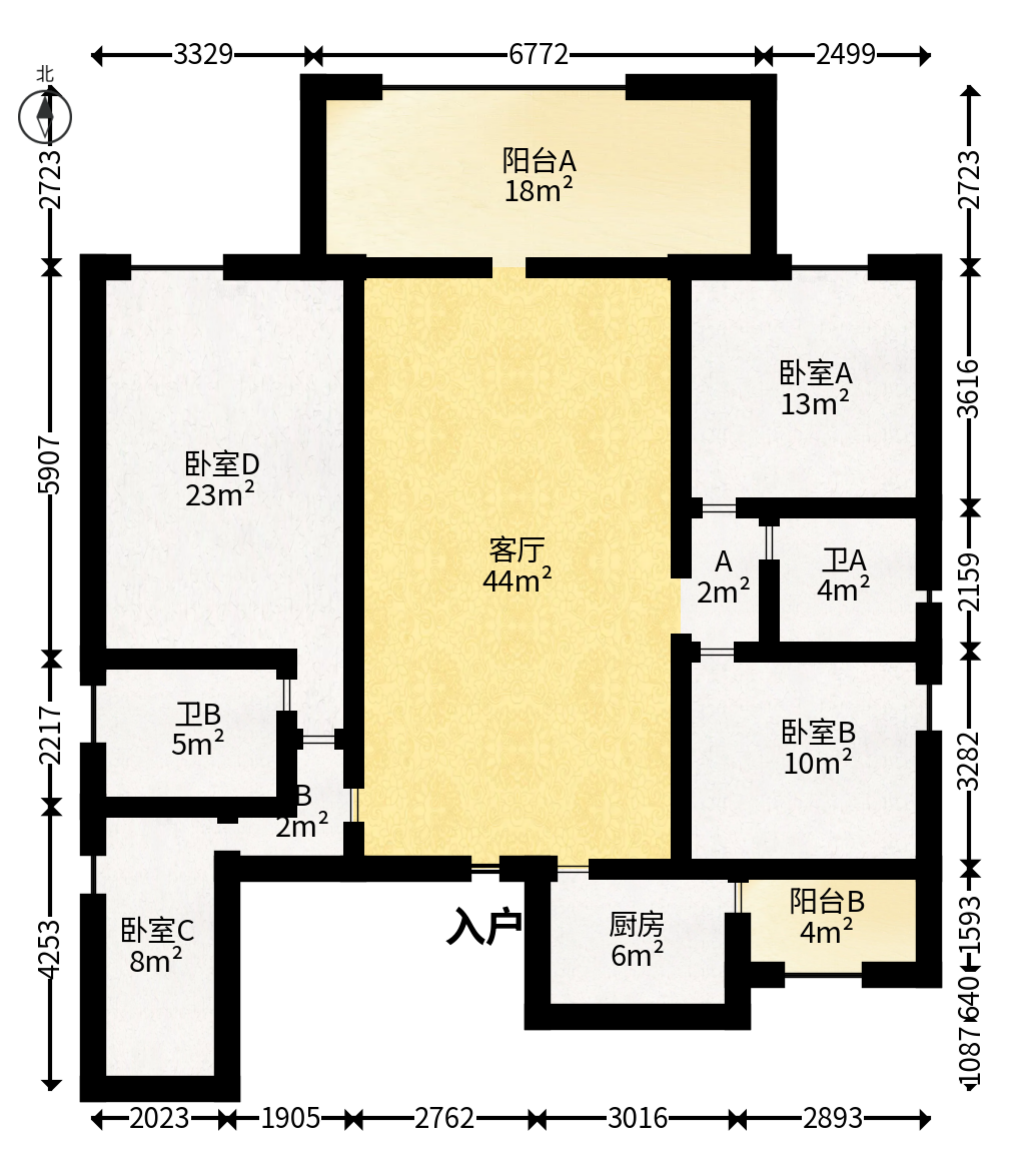 华盛新外滩  4室2厅2卫   200.00万户型图