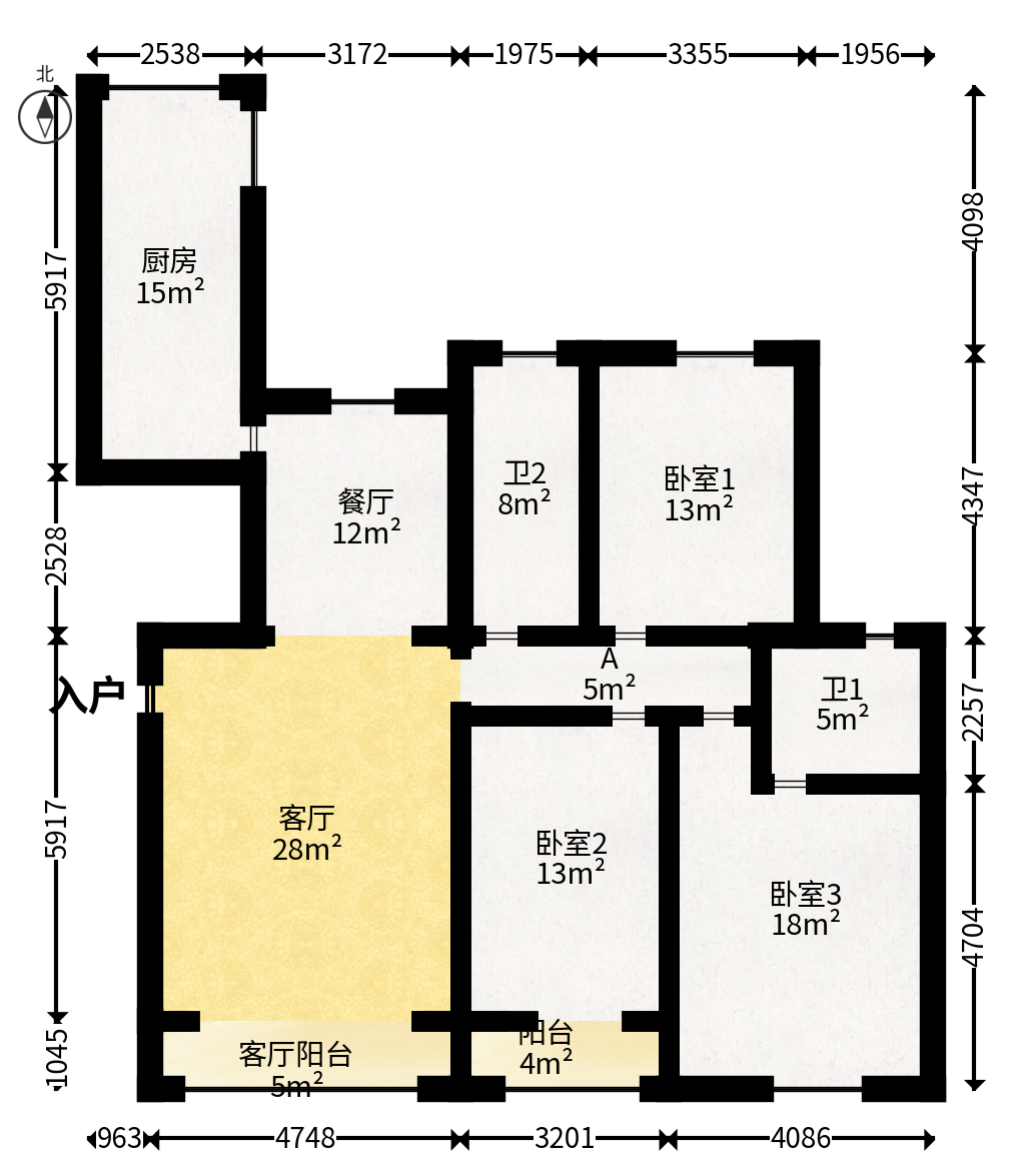 轻盐阳光CEO(轻盐雅苑)(轻奢时代)  3室2厅2卫   126.80万户型图
