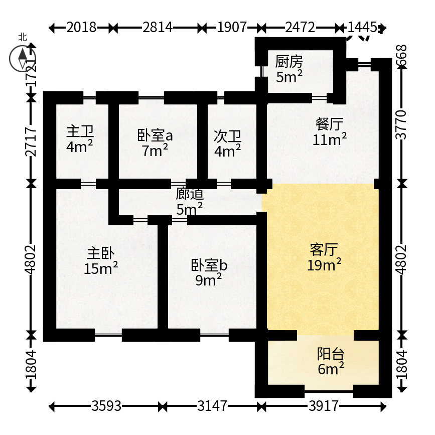 欣利梅溪左岸  3室2厅2卫   145.00万户型图
