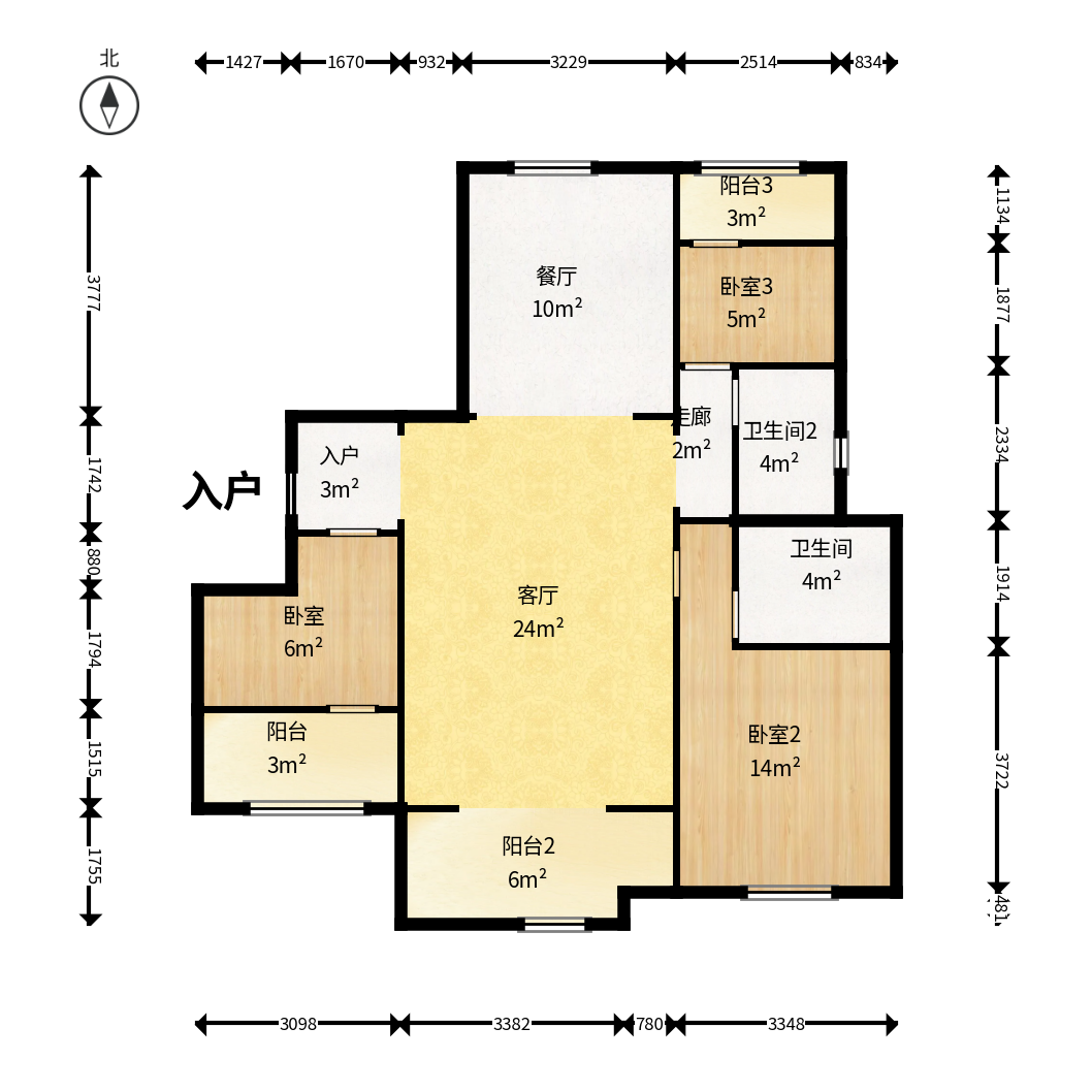 新城恒伟汇隽风华  3室2厅2卫    52.98万户型图