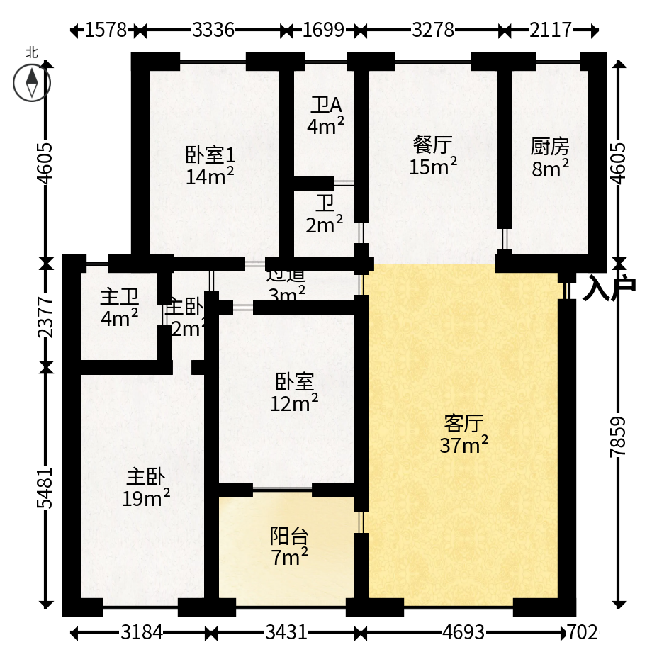芙蓉区国土局单位房  3室2厅2卫   122.00万户型图