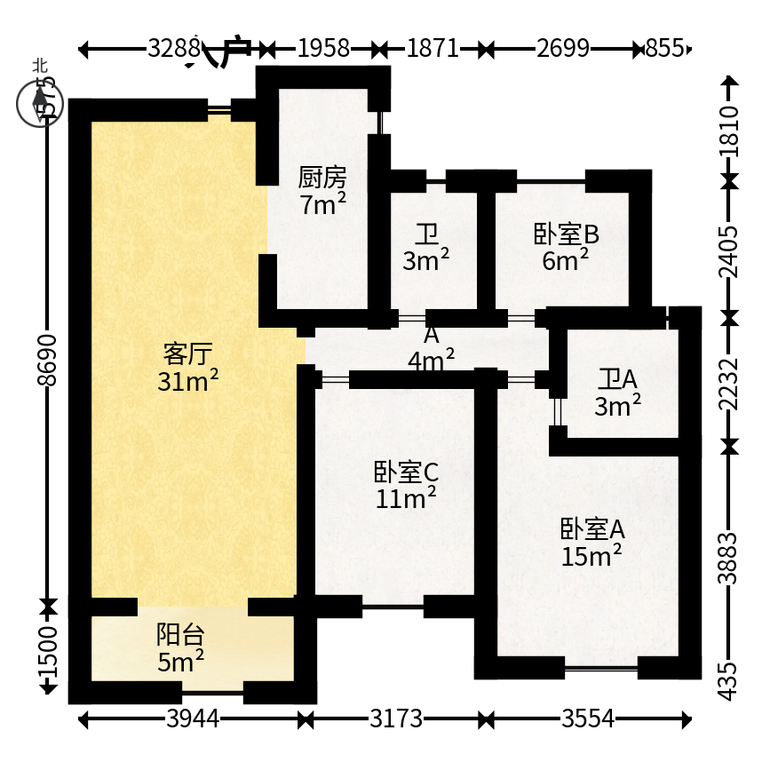 佳兆业云顶梅溪湖（佳兆业梅溪荟）  3室2厅2卫   150.00万户型图