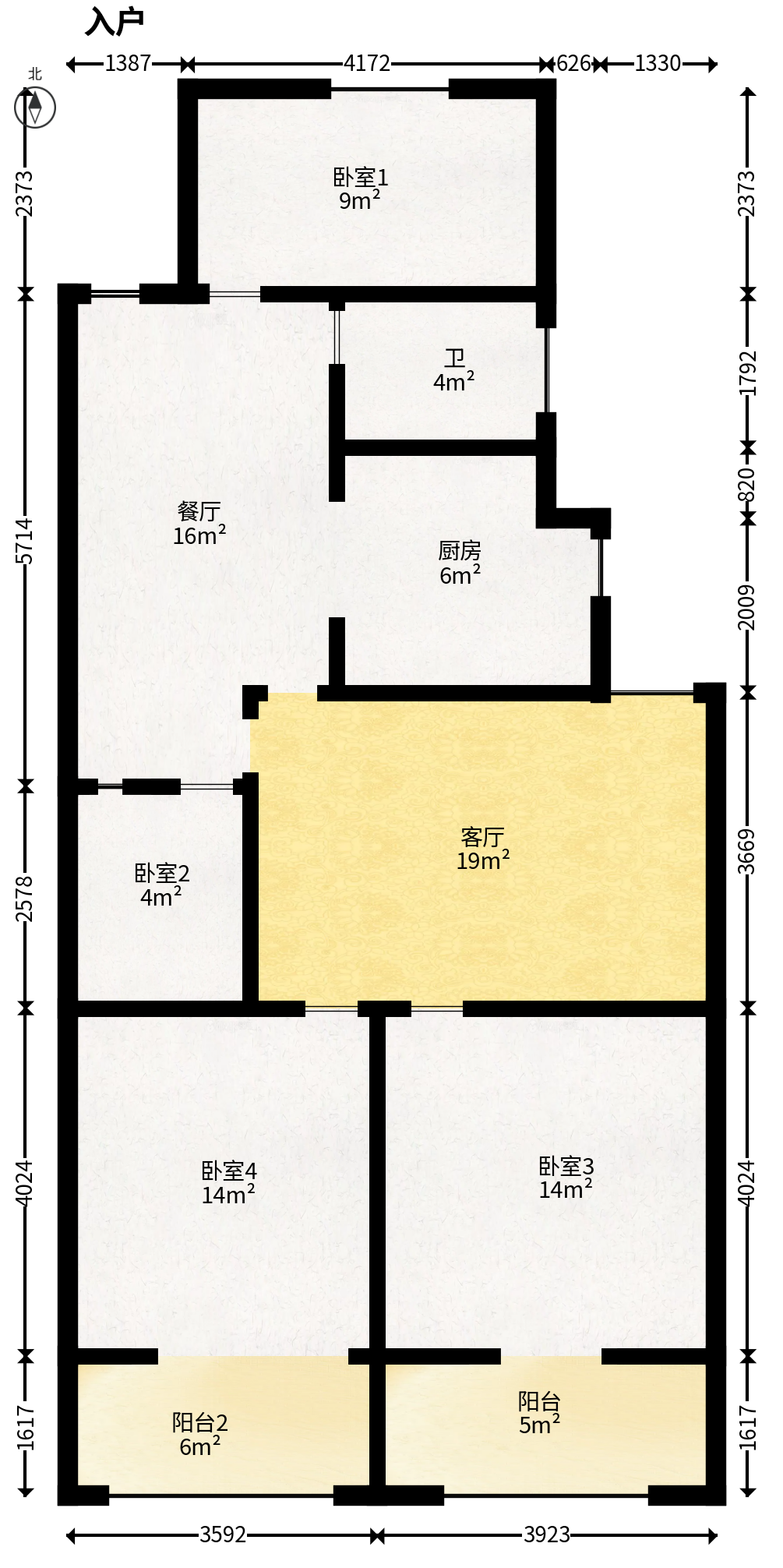 华达家园  3室2厅1卫   79.80万户型图