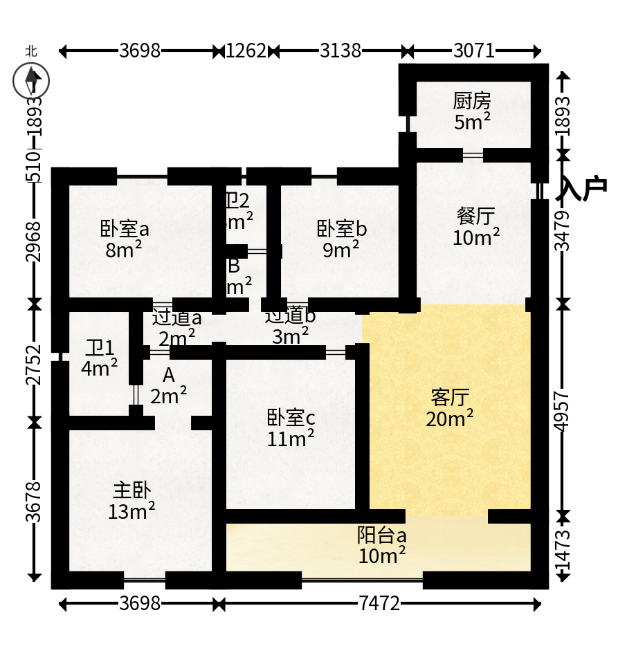 金辉优步学府  4室2厅2卫   113.80万户型图